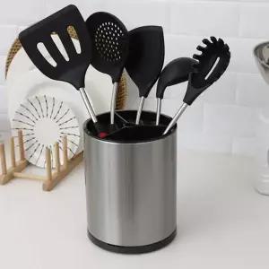 원통형 숟가락 3구 분리칸막이 분리함 꽂이 물받침 수저수납