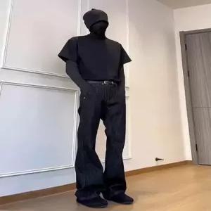 팬츠 청 가을 겨울 남성패션 배기핏 올드 머니 핏 핫팬츠 다리 길어 보이고 슬림 커브드 DL4