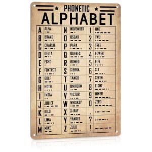 ALREAR 군용 장식 모스 부호 음성 알파벳 포스터 - 남성 동굴을 위한 파일럿 선물 항공 육군 사무실, 소년실을 비행기 금속 표지판 빈티지 12x8 인치