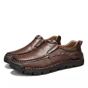 남성용 캐주얼 리얼 토시 수제화 비즈니스 가죽 드라이빙 슬립온 스티치 구두 로퍼 패피5