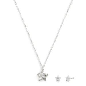 코치 주얼리 여성 시그니처 C 파베 스타 목걸이 & 귀걸이 주얼리 세트