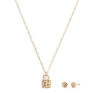 코치 주얼리 여성 시그니처 C 파베 자물쇠 목걸이 귀걸이 주얼리 세트