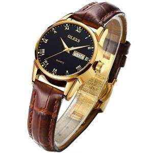 여성 여성 OLEVS 여성 비즈니스 원피스 시계 브라운 가죽 스트랩 스몰 페이스 원피스 아날로그 쿼츠 손목 시계(캘린더 데이 날짜 포함) 방수 야광 선물 클래식 캐주얼 빈티지 밴드