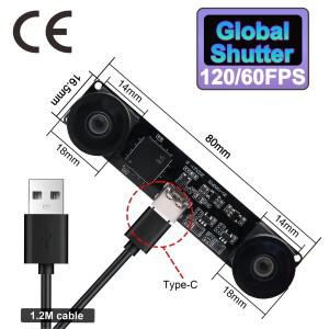 60fps/120fps 글로벌 셔터 3D 스테레오 USB 카메라 모듈 동기화 3200x1200 고속 웹캠 비전 VR 기계용