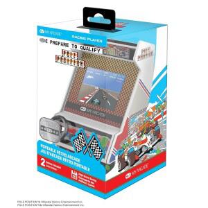 내 아케이드 폴 포지션 레이싱 플레이어: 빈티지 미니 아케이드 게임 콘솔 2개의 게임 리얼 레이싱 컨트롤 선물 풀 컬러 화면