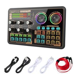 호사블리 효과 오디오 믹서 보이스 체인저 오디오 인터페이스 PC 전화 마이크용 외장 사운드 카드 노래방용 오디오 믹서 스트리밍 녹음 게임 팟캐스트 제공