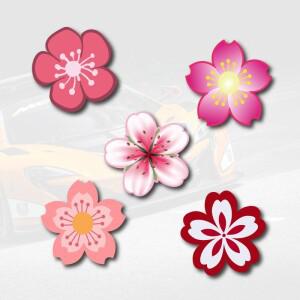 11pcs 사쿠라 오토바이 자동차 스티커 스쿠터 바디 탱크 핑크 꽃 크리 에이 티브 커버 흠집 방수 창 범퍼