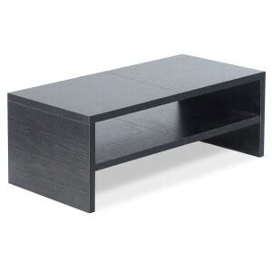 TEAMIX 2단 나무 데스크탑 모니터 스탠드 라이저 20인치 프린터 스탠드 더블 스토리지 소형 TV 라이저 노트북 키보드 홀더 비즈니스 책상 정리 선반 블랙 책장