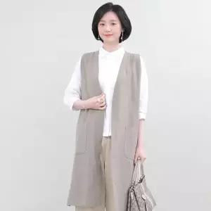 애비뉴투지 엄마옷 소담 린넨 마 여성 봄 여름 오픈 롱 정장 조끼 베스트 V05306 5