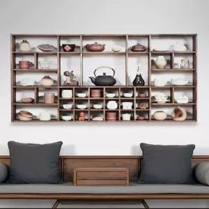 수납 컵장식장 카페 벽걸이 진열 선반 찬장 찻장 컵 다기장 수납장 홈카페 찻잔 장식장