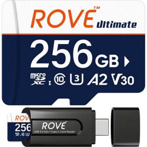 USB 3.2 타입 C 카드 리더 170MB/s C10 U3 V30 4K A2용 대시캠 안드 스마트폰 태블릿 게임용 ROVE 얼티밋 SD SDXC 256GB 메모리