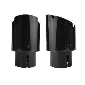 1개 범용 자동차 카본 파이버 테일 스로트 스테인리스 스틸 브라이트 블랙 트윌 광택 머플러 배기 노즐 팁