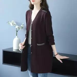 니트 춘추 여자롱가디건 카디건 쿨링 빅사이즈 겉옷 중기장 ible3