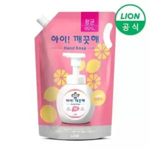 아이깨끗해 대용량 리필 1.8L 파우치 1개 손세정제 핸드워시 거품비누 레몬 순