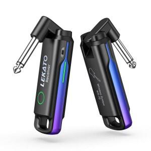 [미국배송] LEKATO 무선 기타 시스템 UHF 송신기 충전식 오디오 및 베이스 전기 악기용 70채널 수신기(파란색)