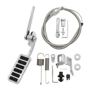 WnSEU 유니버설 폴리싱 알루미늄 스로틀 페달 2인치 x 4-1/2인치 24인치 슬리브 케이블 카브 브래킷이 포함된 스테인리스 스틸 브레이드 36인치 키트 포함