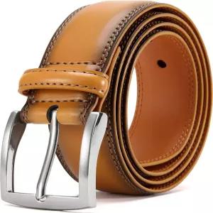 두파이 남성 드레스 벨트 - 남성용 순정 가죽 캐주얼 정장 청바지 벨트-싱글 프롱 버클 블랙