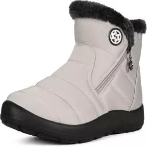 이글수니 스노우 부츠 여성 겨울 앵클 웜 퍼 안감 두꺼운 신발 지퍼 플랫 스니커즈 아웃도어