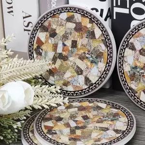 찻잔받침대 세트 ZF 세라믹 유리조각 코스터 원형