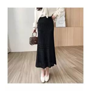 피콜로 여자 데일리룩 스커트 플리츠 KUK3 키작 레이스 롱 쉬폰 랩