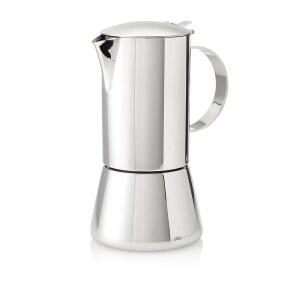 실리오 스테인리스 - 필터가 준비 커피 및 광택 스토브탑 메이커 쿡탑 재사용 포트 스테인리스, 가스용 전기 인덕션 스틸 모카 에스프레소 가능한 완료 10컵, 있는