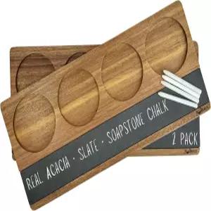 조이풀 하우스 2팩 와인 비행 보드 - 샤커트리를 위한 소박한 나무 시음 트레이 커플용 바 서빙 패들