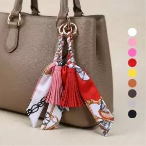 스카프 키링 9color 가죽 가방 트윌리 장식 참 핸드백 고급 예쁜 명품 백 꾸미기 선물