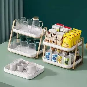 주방정리 주방용 2단 컵 정리대 양념통 선반