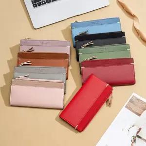 키와이  심플 지퍼 여성 장지갑 여자 여학생 슬림 지갑