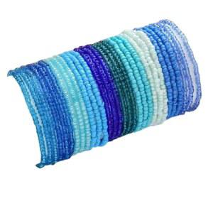 여성 여름 해변 하와이 주얼리 생일 선물용 DATOA 30개 세트 보헤미안 다층 스태커블 시드 비즈 팔찌 컬러풀 크리스탈 유리 구슬 스트랜드 BFF 손목 밴드