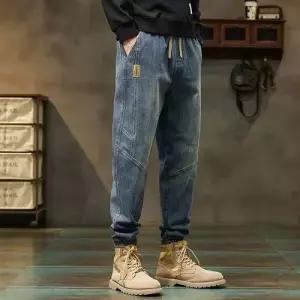 아이언하트 바지 남친 남사친 캐주얼 데님바지 배기핏 추동 청바지 조거 배기바지 봄가을 기모 KKE3