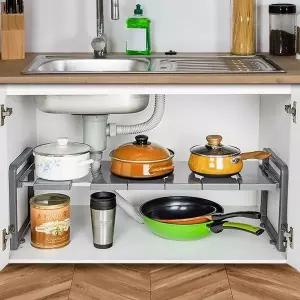 슬라이딩선반 H-씽크인선반 냄비정리대 주방정리 후라이팬수납 접시