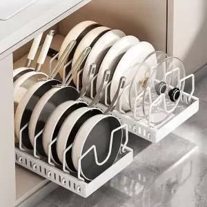 냄비정리대 슬라이딩후라이팬정리대 냄비뚜껑 거치대