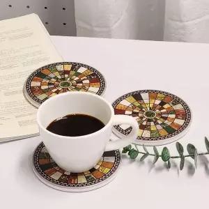 원형 세라믹 진열대 악세서리 코스터 사각써클 세트 컵받침 찻잔받침대