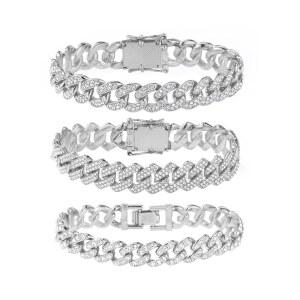 여성용 Jacruce 14K 골드 도금 발목 팔찌 쿠바 링크 발찌 플러스 사이즈 실버 레이어드 세트 라인스톤 블링 주얼리 선물