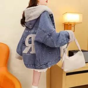 겨울 털 후드 뽀글이 양털 데님 자켓 청자켓