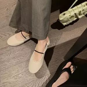 여사친 스트랩힐 신발 소프트 소가죽 메리제인 슈즈 진가죽 펌프스 발레 플랫 스몰 구두 KS5