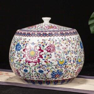 복항아리 현관 소금 차 작은 복 자배기 백차병 선물 돈 행운 1 항아리 도자기 복주머니 에나멜 장 인테리어 옹기 풍수