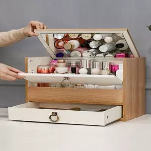 원목 미니 보관함 메이크업테이블 좌식화장대 박스