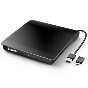 [미국배송] ZIWEO 외장 DVD 드라이브 USB 3.0 TYPEC CD 버너 휴대용 + /-RW 플레이어 노트북 데스크톱 PC WINDOWS 애플호환 LINUX MAC OS와 호환됨