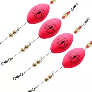 BUBLE Fishing Popping Corks 바닷물 연안 낚시용 Bobber 4pcs 래틀 리그 가중 타원형 포퍼 붉은 물고기