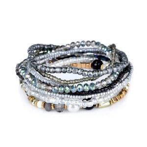 핸드메이드 멀티컬러 보헤미안 크리스탈 비즈 팔찌 세트 다층 스태커블 보호 참 스트레치 레이어드 비드 조절식 뱅글스 스트랜드 주얼리 여성용