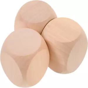 DIY 공예 프로젝트를 위한 둥근 모서리가 있는 3pcs 빈 나무 주사위 큐브 미완성 사각 블록