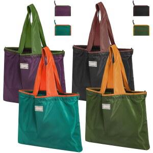 코보 4팩 재사용 가능한 쇼핑백, 손잡이가 있는 접이식 식료품 가방, 주머니에 쏙 들어가는 대형 경량 토트백, 주방 여행 쇼핑을 위한 세탁 비치백, 드로스트링 클로저