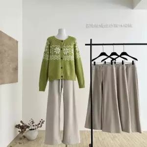 엘럽 여친 니트 가을 캐주얼 모피 양털 트리밍 코트 스웨터 박템3