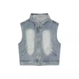 엘럽 데님 여사친 춘추 캐주얼 야상 나시 쇼트 빅사이즈 후드 조끼 박템3