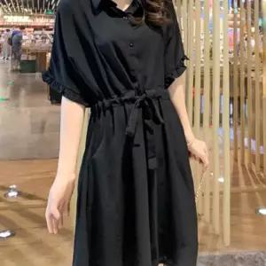 여성 허리조절 스트링 반필 카라 셔츠형 예쁜 원피스 xkJ6+9ADu