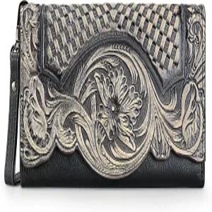 4YRBAGS 여성 지갑 정품 가죽 스냅 빈티지 정리 클러치 백 손목 보호대 포함