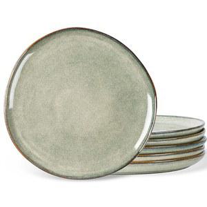 아모르크 세라믹 접시 세트 6 8.5인치 핸드메이드 반응성 유약 석기 디저트 샐러드 애피타이저 소형 디너 전자레인지 식기세척기 사용가능 긁힘 방지