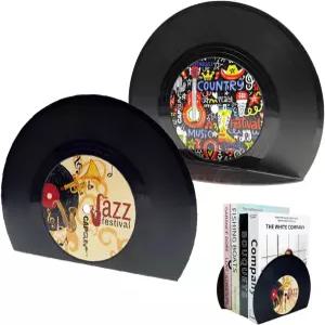 선반용 모던 북엔드 레트로 바이닐 레코드 빈티지 음악 장식 세트 홈 오피스용 독특한 장식용 북 스토퍼 및